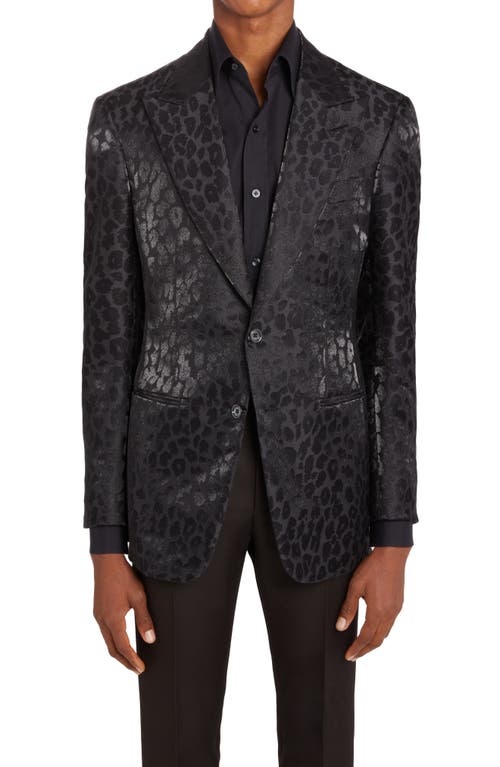 TOM FORD Metallic Leopard Jacquard Evening Jacket Black at Nordstrom, Us