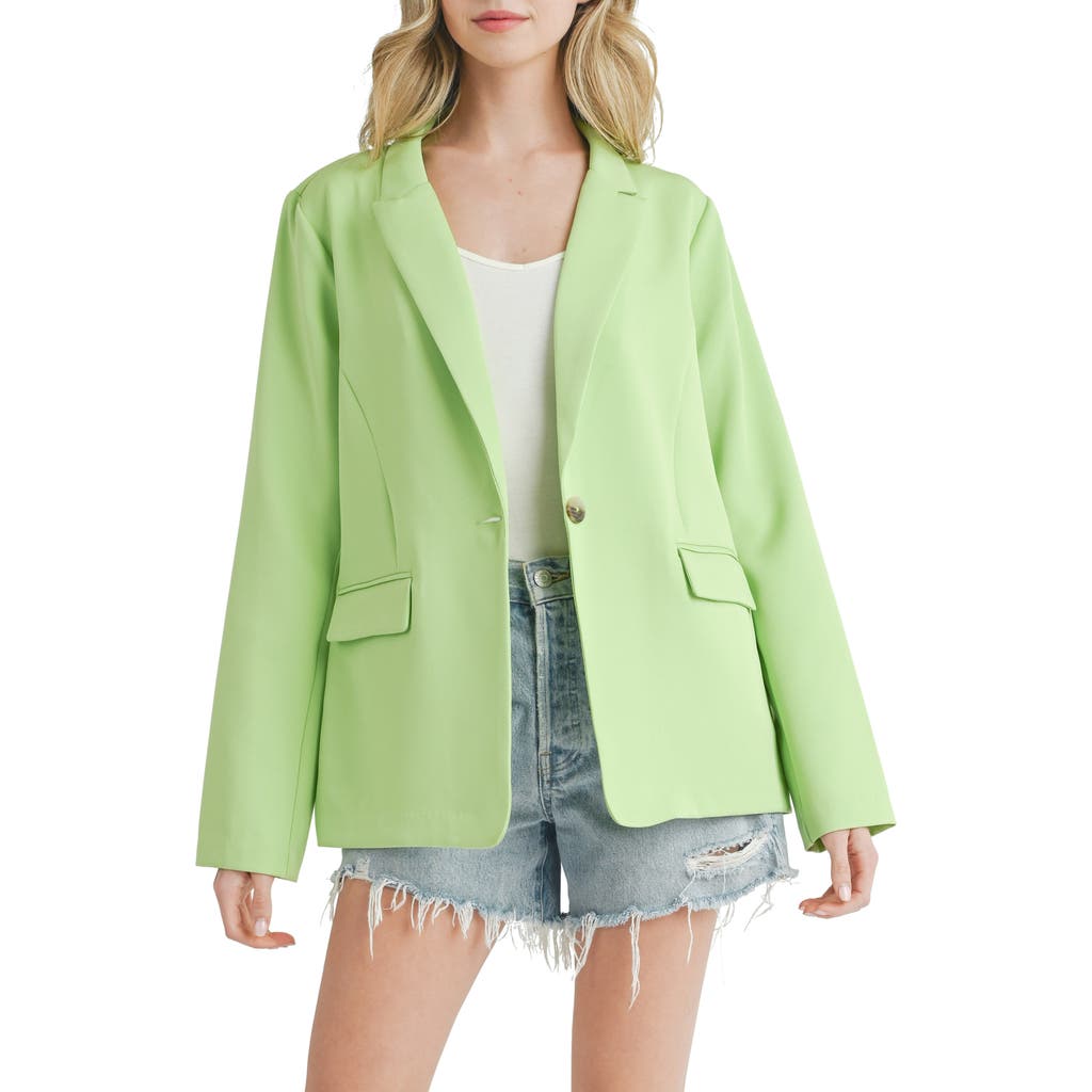 Shop Lush Single Button Blazer In Opaline Green