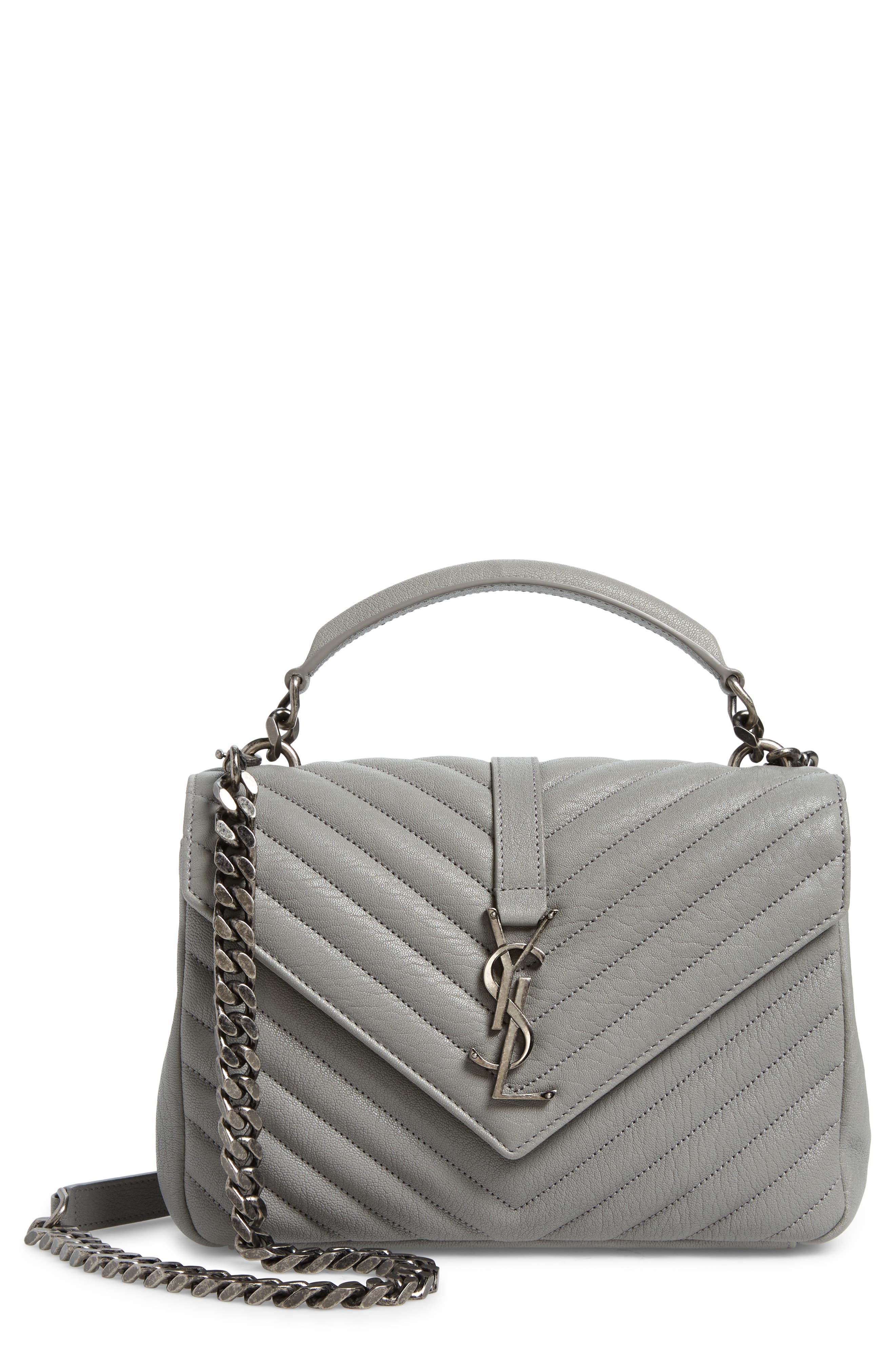 gray shoulder bag