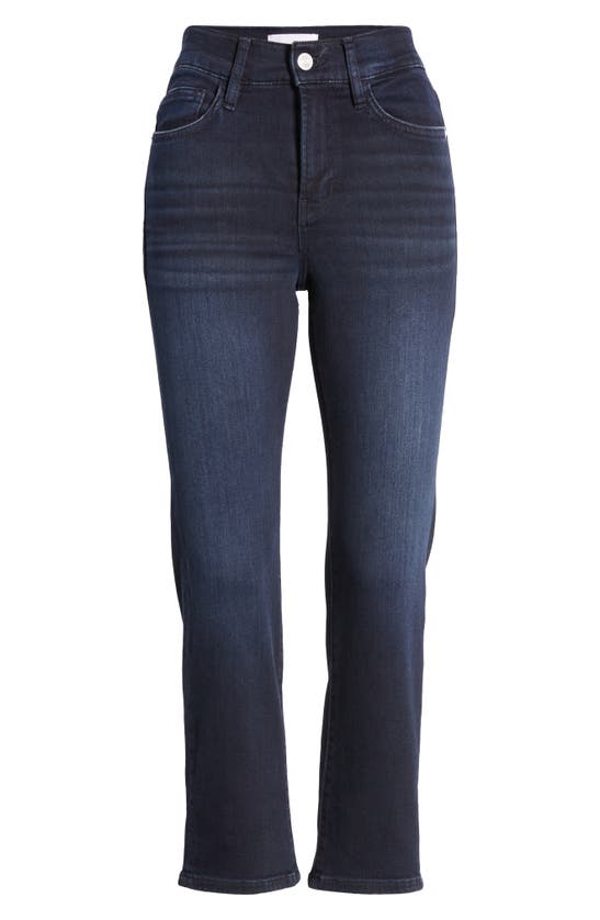 Shop Frame Le High Ripped Straight Leg Jeans In Onyx Indigo
