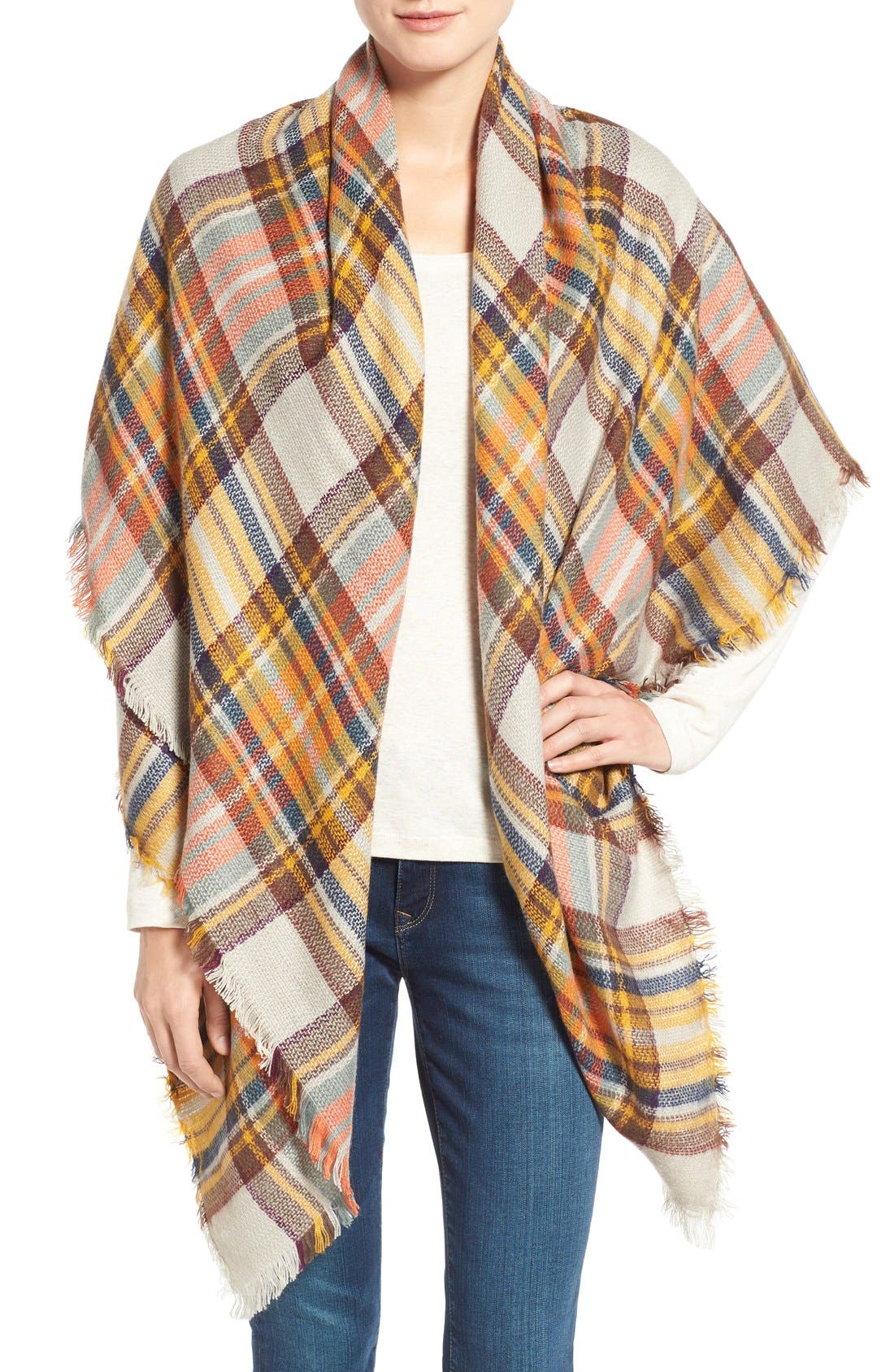 Renee's Accessories Oversized Plaid Square Wrap Nordstrom