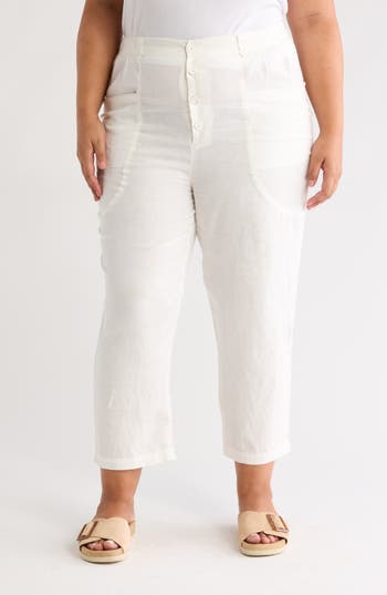 Joie Gia Button Fly Linen Pants In Porcelain