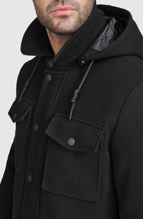 Cole Haan Signature Wool Blend Hooded Field Jacket In Black