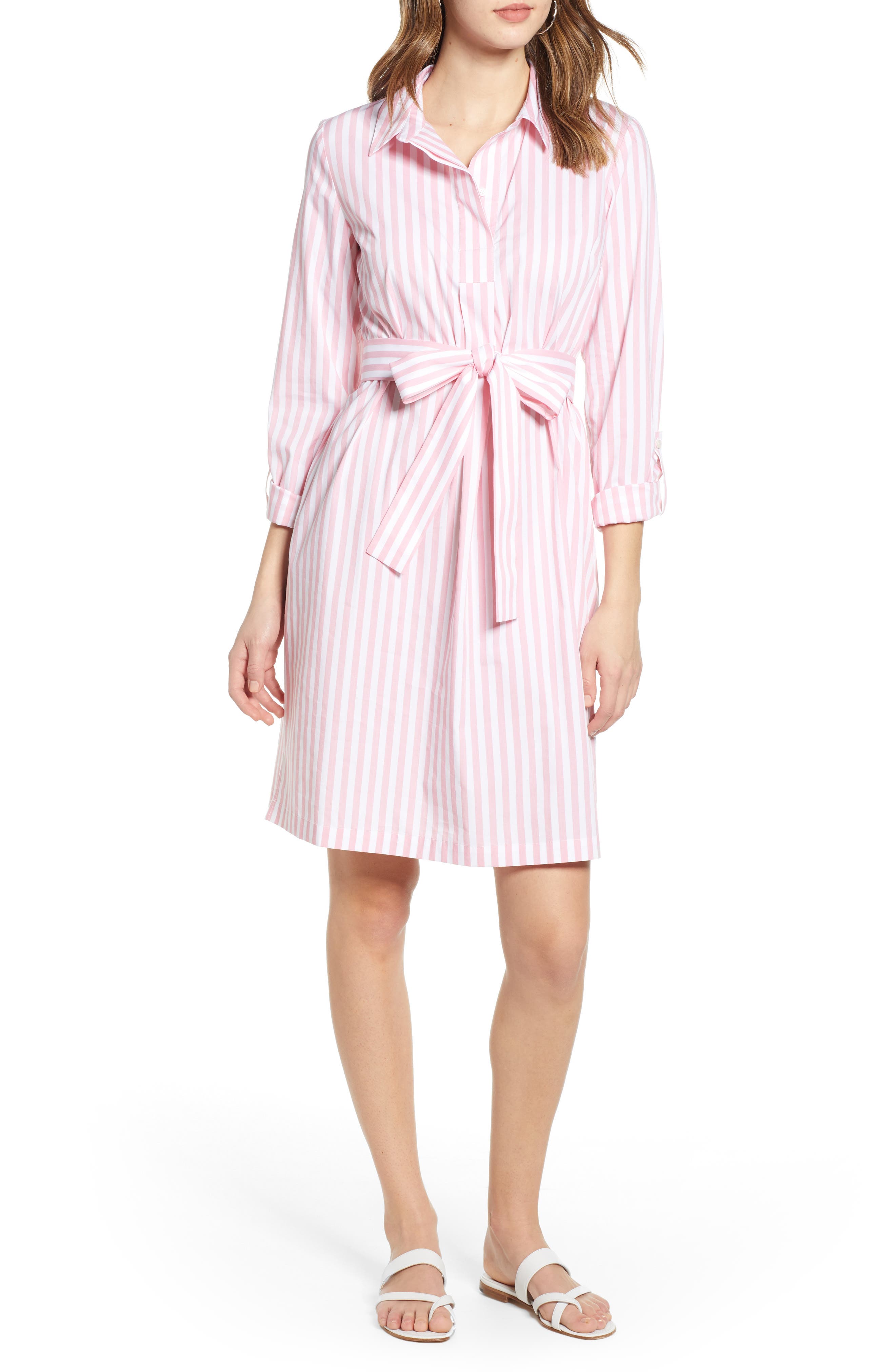 1901 Stripe Shirtdress, Pink