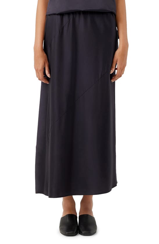 Eileen Fisher Bias Cut Stretch Silk Charmeuse Maxi Skirt In Nocturne