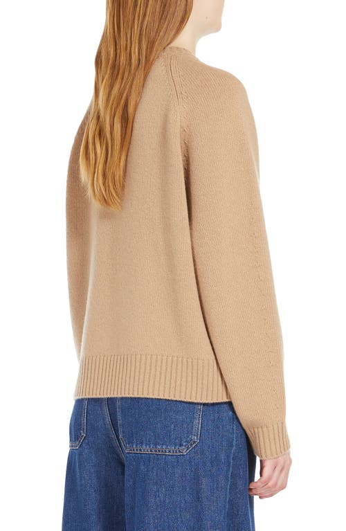 Shop Max Mara Weekend  Gabbia Virgin Wool Crewneck Sweater In Camel