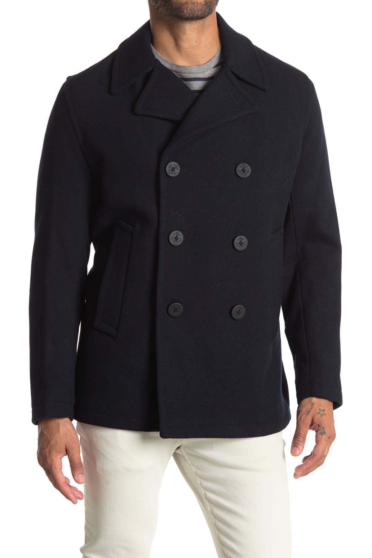 michael kors wool blend double breasted peacoat