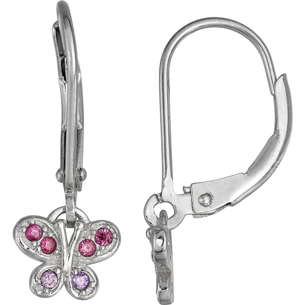 Fzn Cz Butterfly Drop Earrings In White