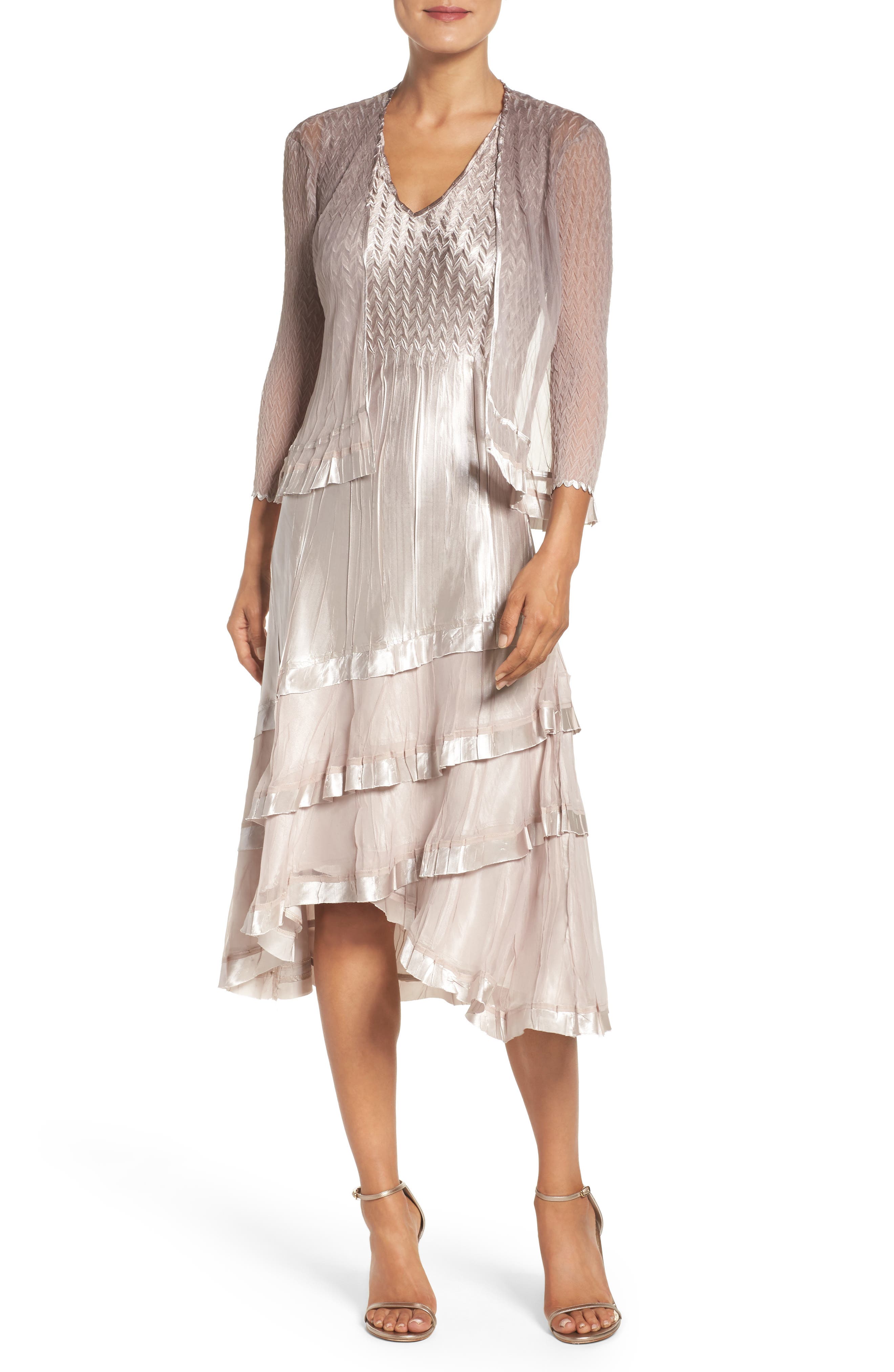 Komarov Charmeuse Dress & Chiffon Jacket (Regular & Petite) | Nordstrom