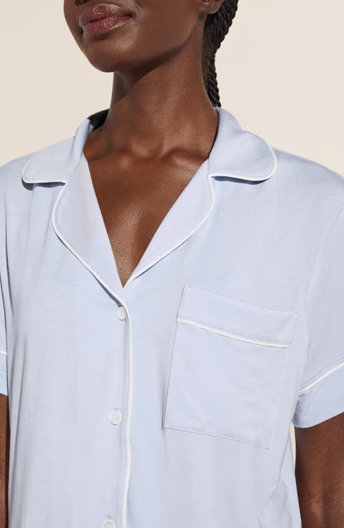 Eberjey Gisele Relaxed Jersey Knit Short Pajamas In Ice Blue/ivory