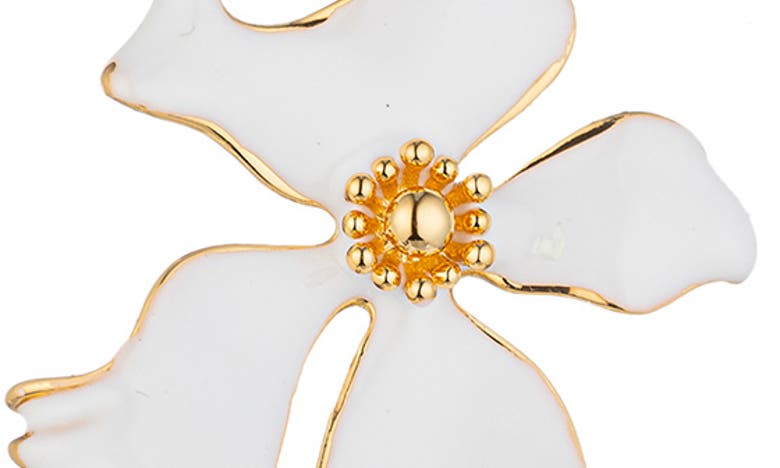 Eye Candy Los Angeles Aya Floral Enamel Stud Earrings In White