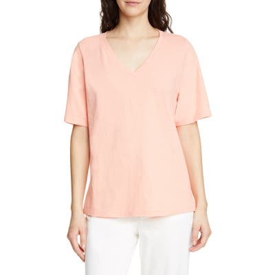 Eileen Fisher V-Neck Organic Cotton Tee, Orange