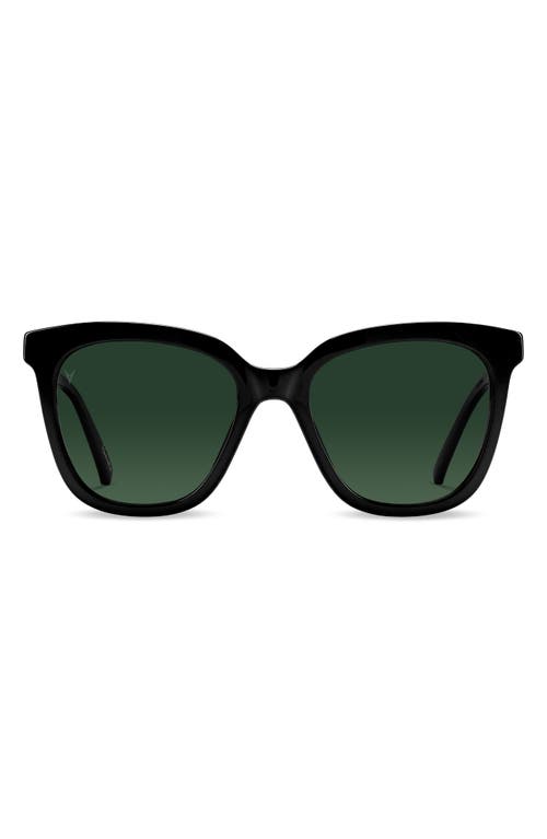 Ellison 54mm Polarized Round Sunglasses in Jet Black Green