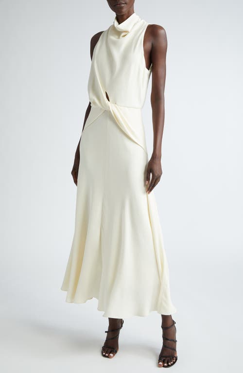 Valerie Twist Waist Silk Gown in Ivory
