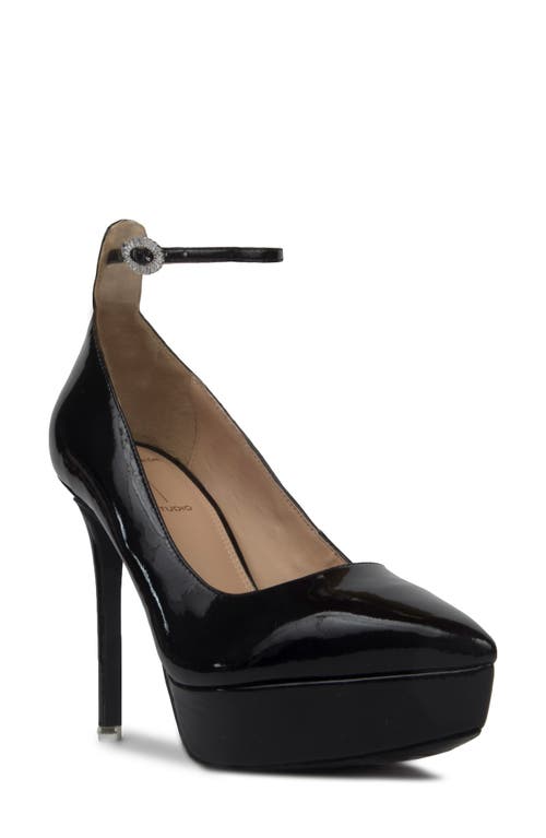 Gracie Pointed Toe Platform Pump in Black Patent Leather