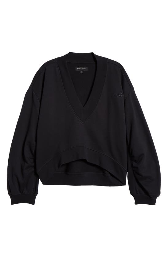 Shop Purple Brand Terry Oversize V-neck Sweater In Black