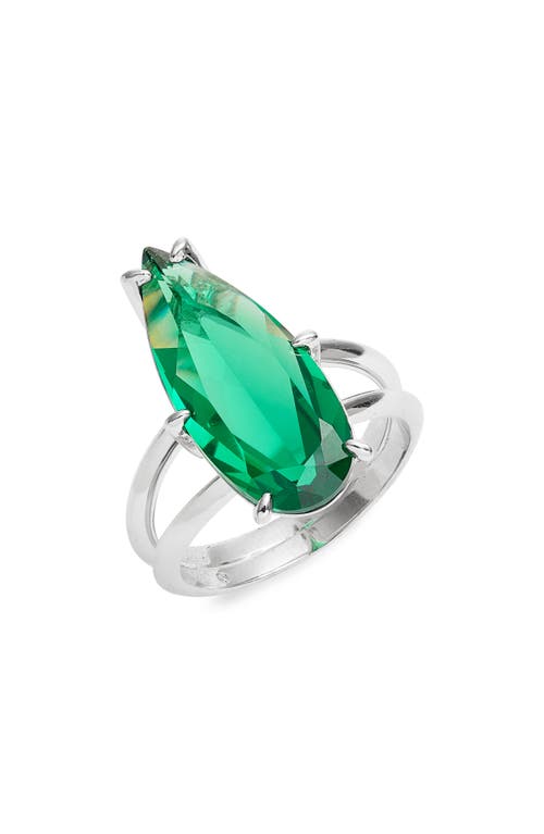 Shine On Teardrop Cubic Zirconia Ring in Green