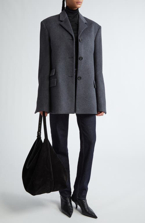 Shop Totême Toteme Straight Wool & Cashmere Jacket In Grey Melange