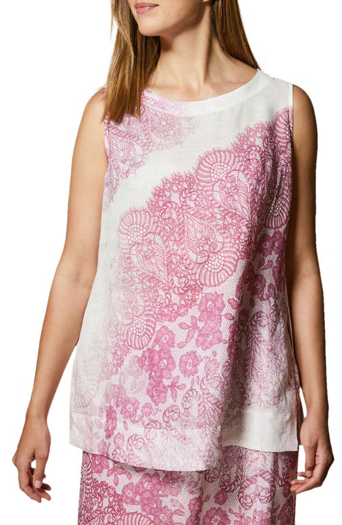 Marina Rinaldi Lace Print Sleeveless Blouse in Pink
