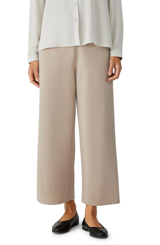 Eileen Fisher High Waist Wide Leg Ponte Pants In Wheat