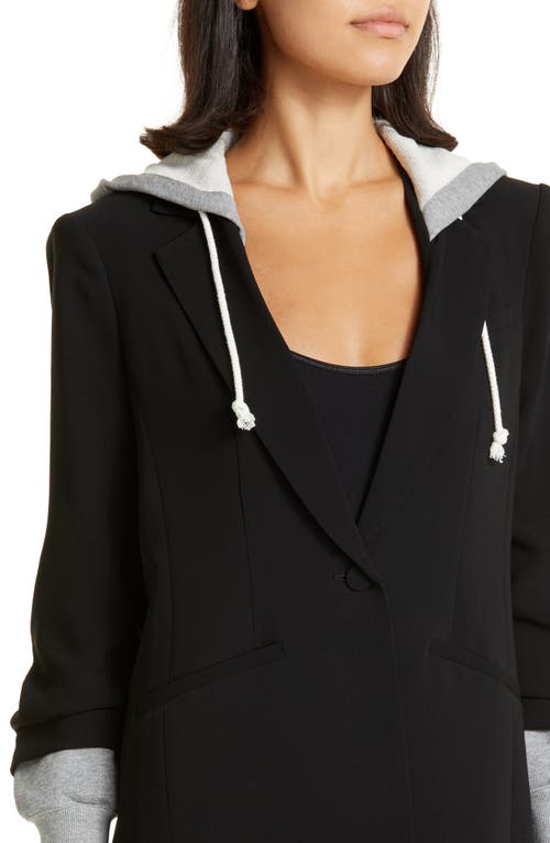 Shop Cinq À Sept Hooded Khloe Jacket In Black/heather Grey