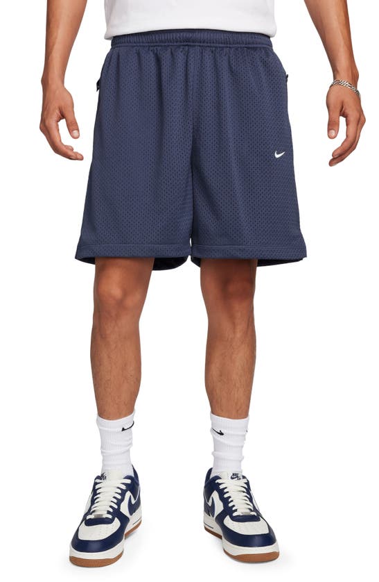 Shop Nike Solo Swoosh Mesh Athletic Shorts In Thunder Blue/ White