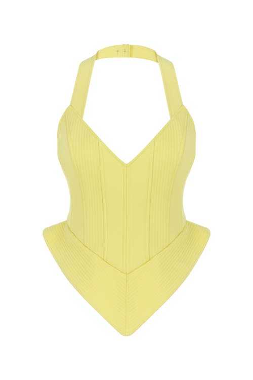 Shop Nocturne Corset Style Crop Top In Yellow