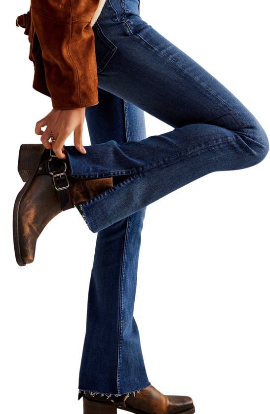 Shop Free People Level Up Side Slit Bootcut Jeans In Night Sky