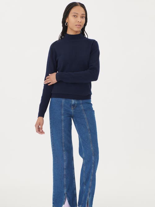 Gobi Cashmere Cashmere Mock Neck Sweater In Navy