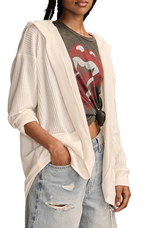 Shop Lucky Brand Waffle Knit Shawl Hoodie In Whisper White