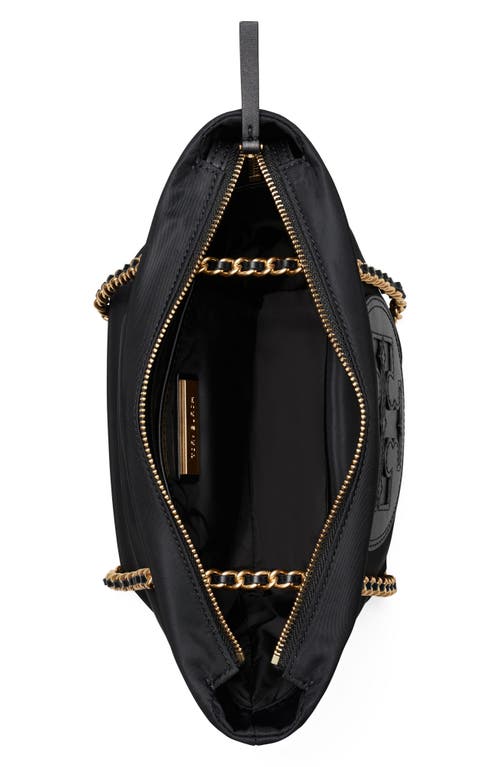 Tory Burch Ella Small Leather Chain Shoulder Bag In Black