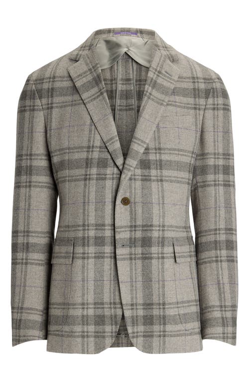 Shop Ralph Lauren Purple Label Hadley Plaid Felted Wool Sport Coat In Light Grey Multi