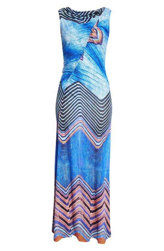 Shop Ulla Johnson Natalia Ruched Sleeveless Maxi Dress In Neptune