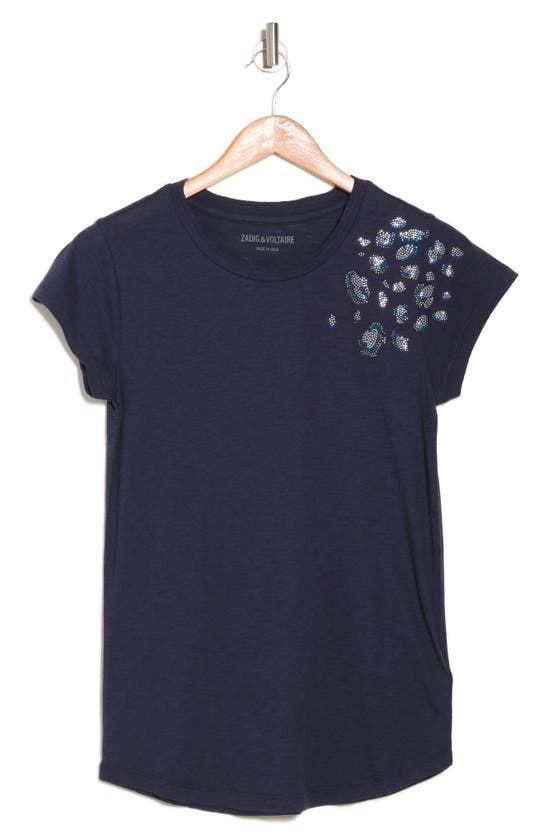 Zadig & Voltaire Skinny Leo Strass Tee In Navy