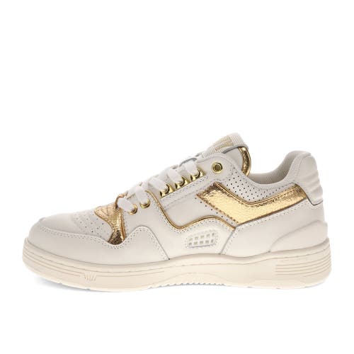 Pony Mens M100 Low Metallic Genuine Leather Premium Lace Up Athletic Sneaker Shoe In Snow White/gold