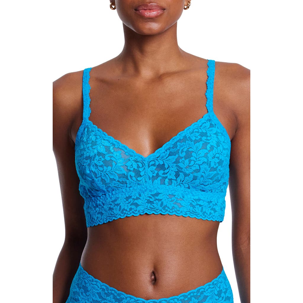 Hanky Panky V-neck Retro Lace Bralette In Ocean Eyes Blue