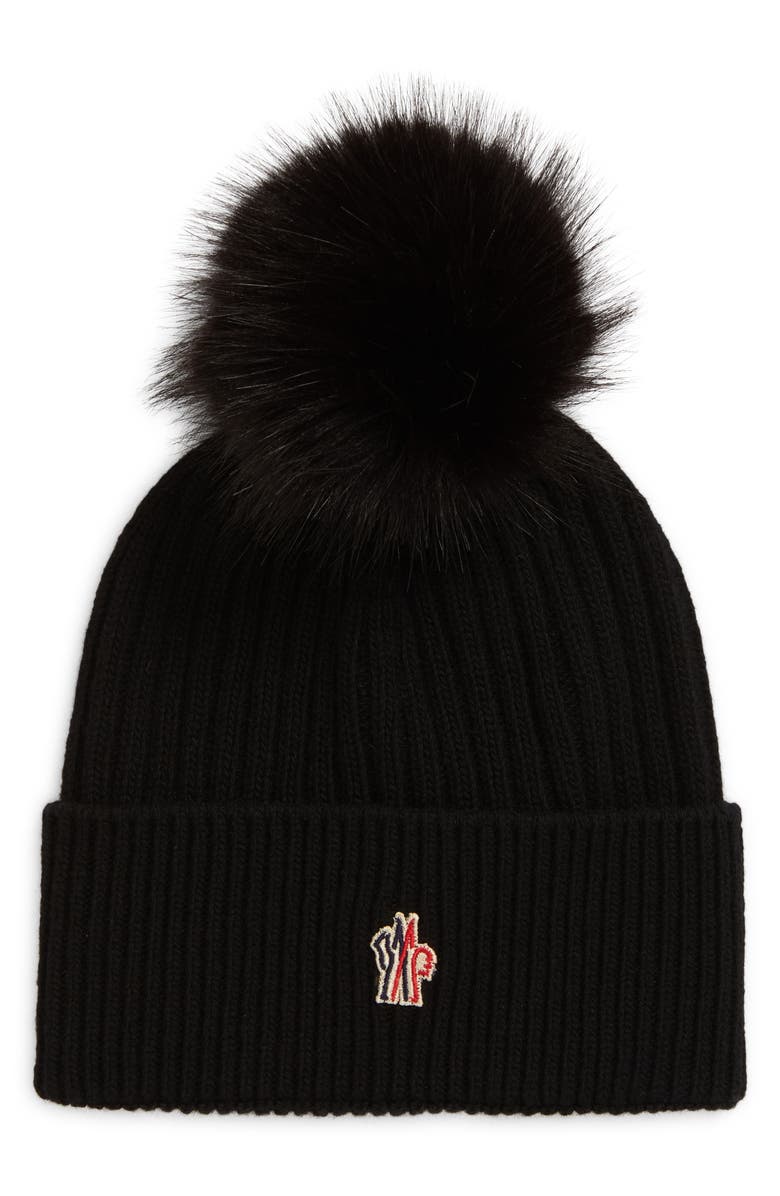Rib Cashmere Blend with Faux Fur Pompom | Nordstrom