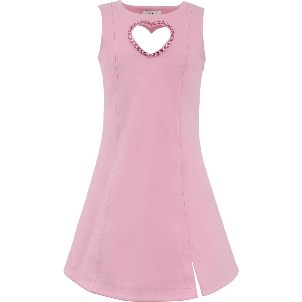 Lola + The Boys Crystal Heart Dress In Pink