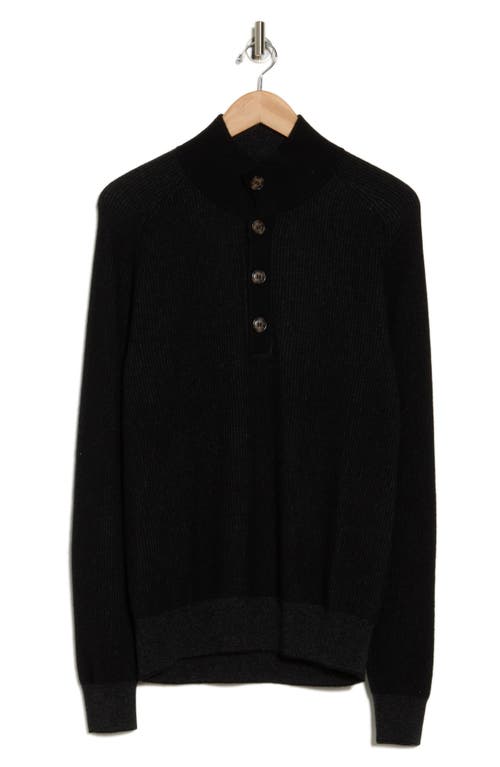 Bruno Magli Rib Cashmere Mock Neck Sweater In Black Grey