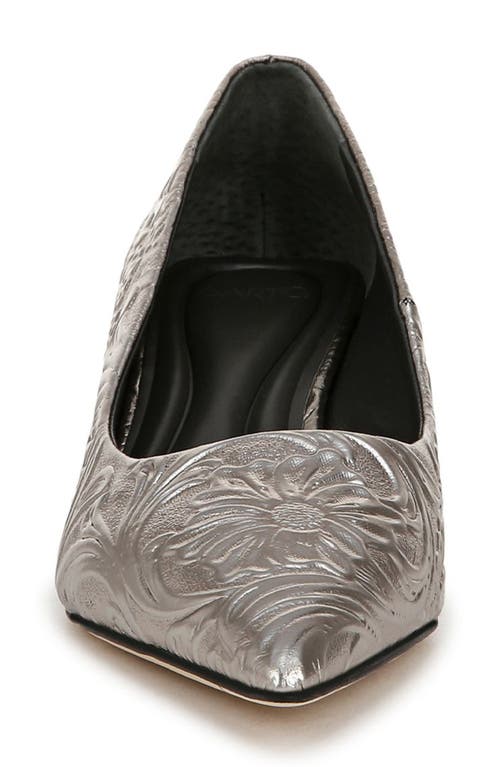 Sarto By Franco Sarto Diva Pointed Toe Kitten Heel Pump In Pewter