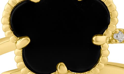 Cz By Kenneth Jay Lane Pavé Clover Wrap Ring In Black/gold