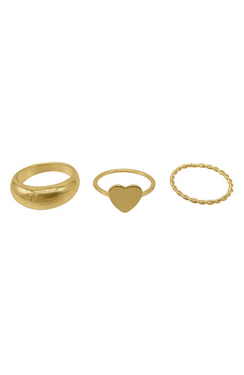 Assorted 3-Pack 14K Yellow Gold Plated Rings