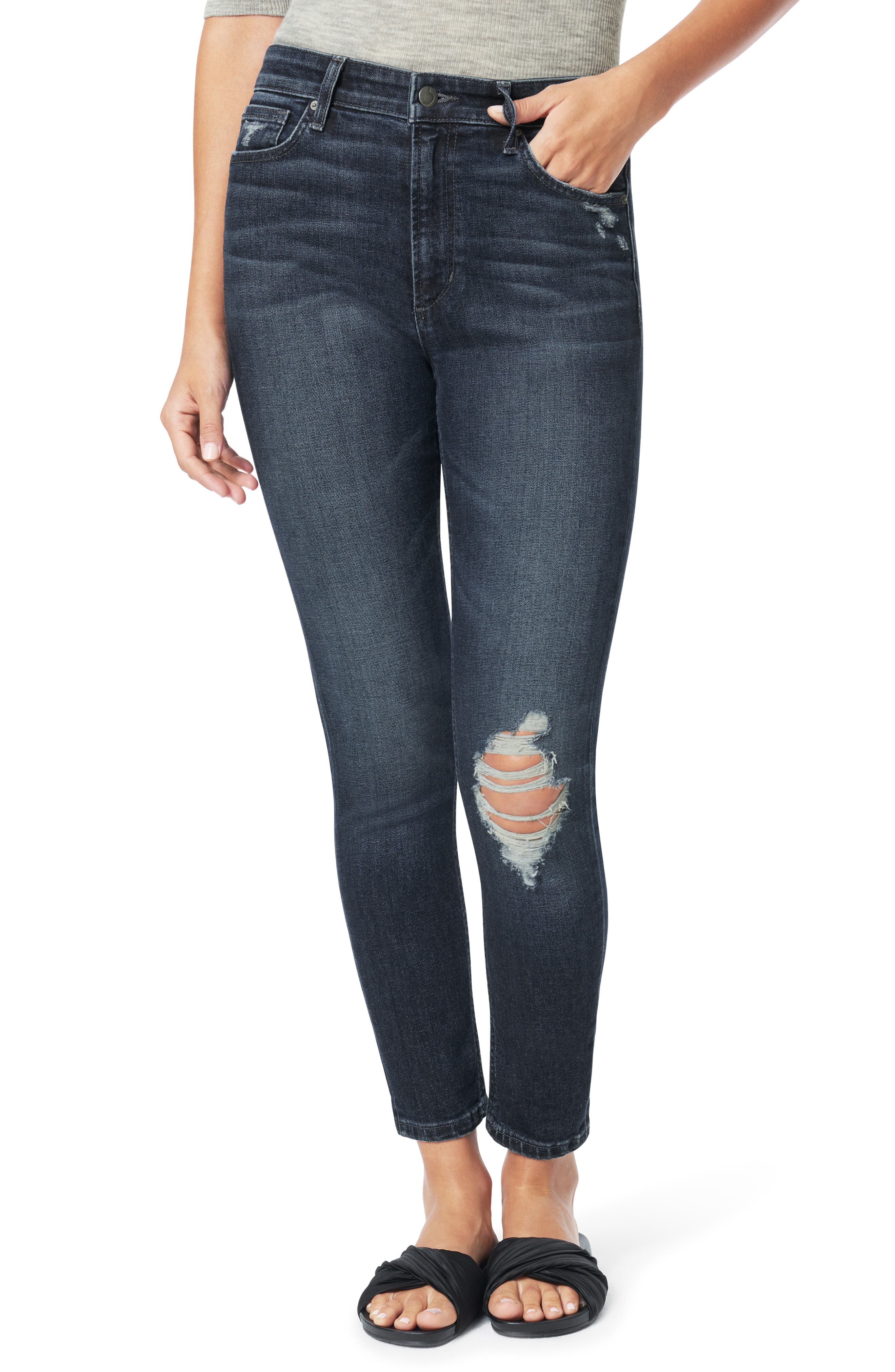 Women's Joe's The Charlie Ripped High Waist Crop Skinny Jeans, 25 - Blue Women's Joe's The Charlie Ripped High Waist Crop Skinny Jeans, 25 - Blue