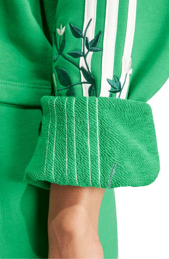 Shop Adidas Originals Floral Embroidered Sweatshirt In Green