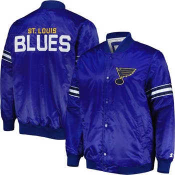 Men's Starter Blue St. Louis Blues Pick and Roll Satin Full-Snap Varsity Jacket