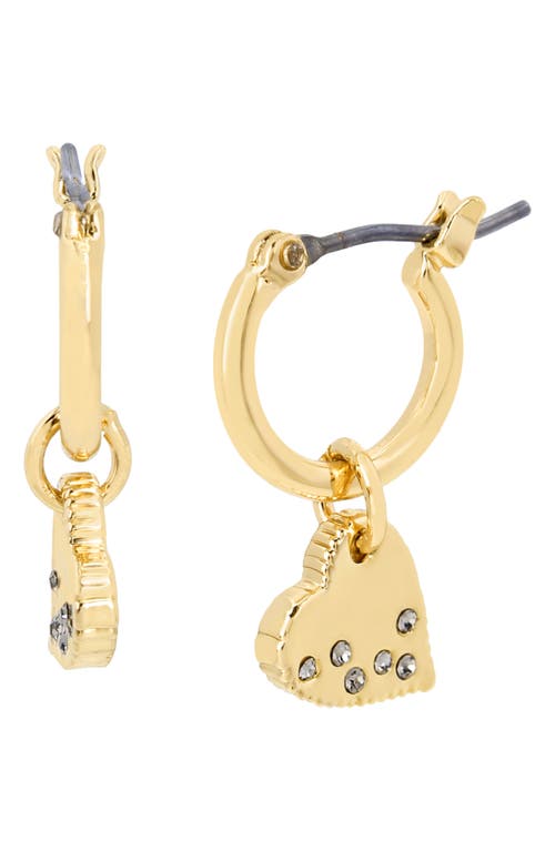 AllSaints Heart Charm Huggie Earrings in Gold