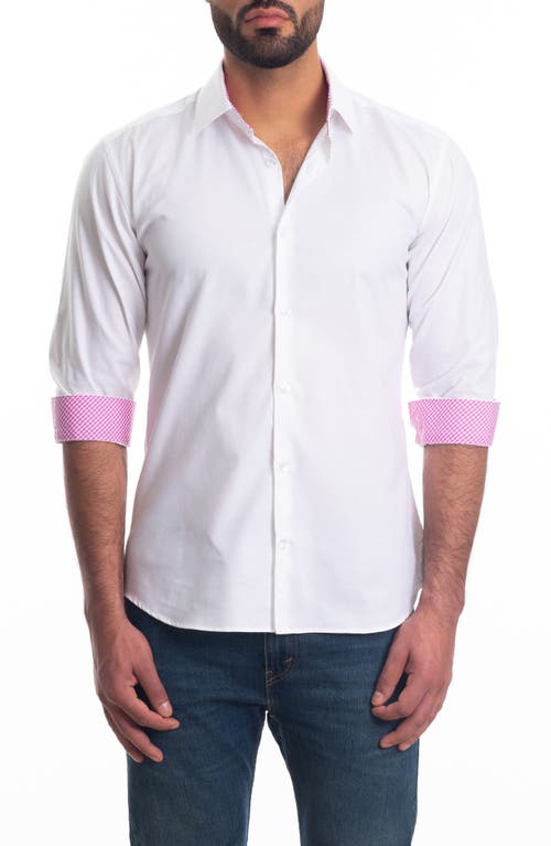 Jared Lang Trim Fit Cotton Button-Up Shirt in White