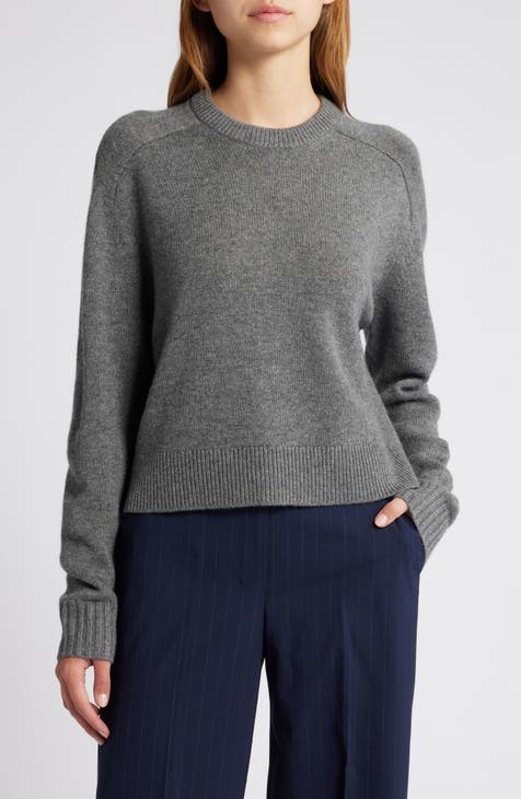 Diane von furstenberg - wool cashmere boatneck sweater poncho split back high quality grey