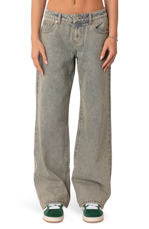 EDIKTED Magda Acid Wash Low Rise Jeans Blue at Nordstrom,