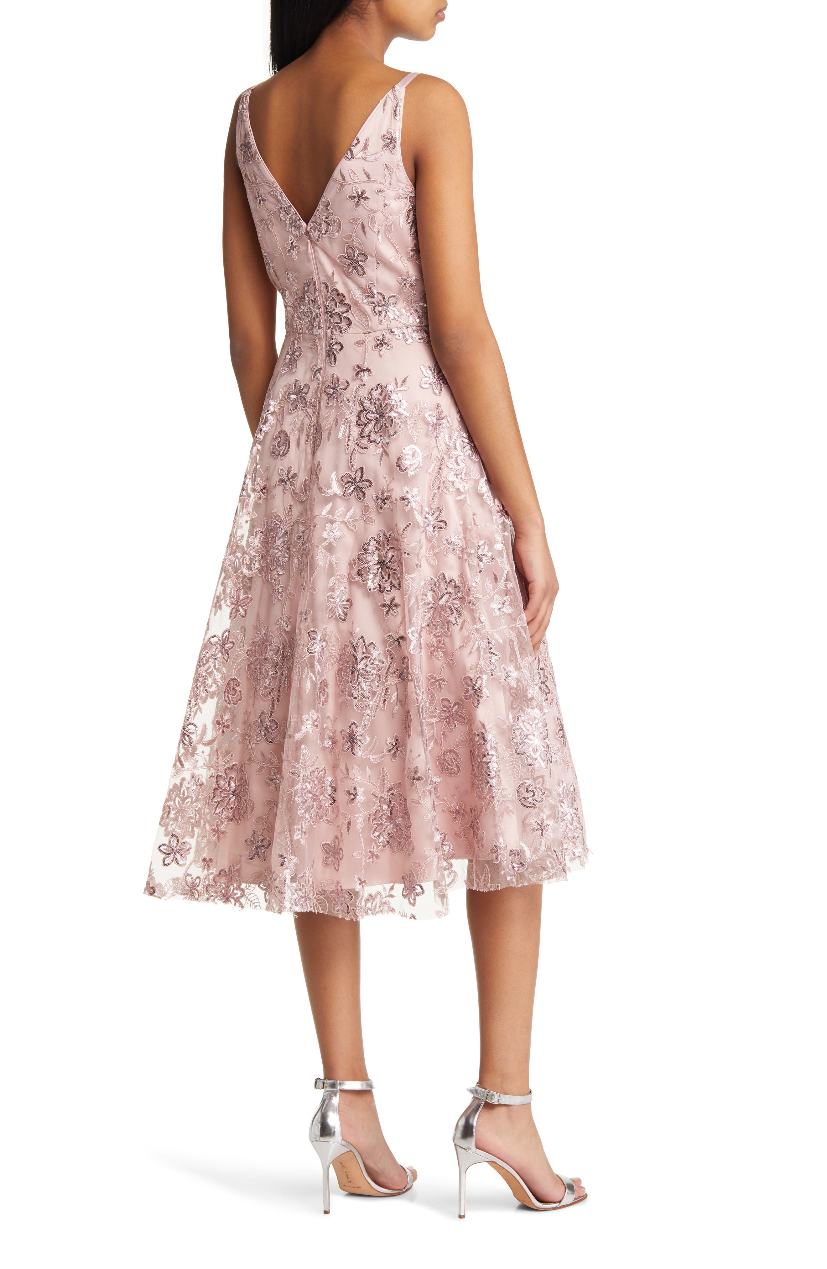 Eliza J Sequin Floral Cocktail Midi Dress | Nordstrom